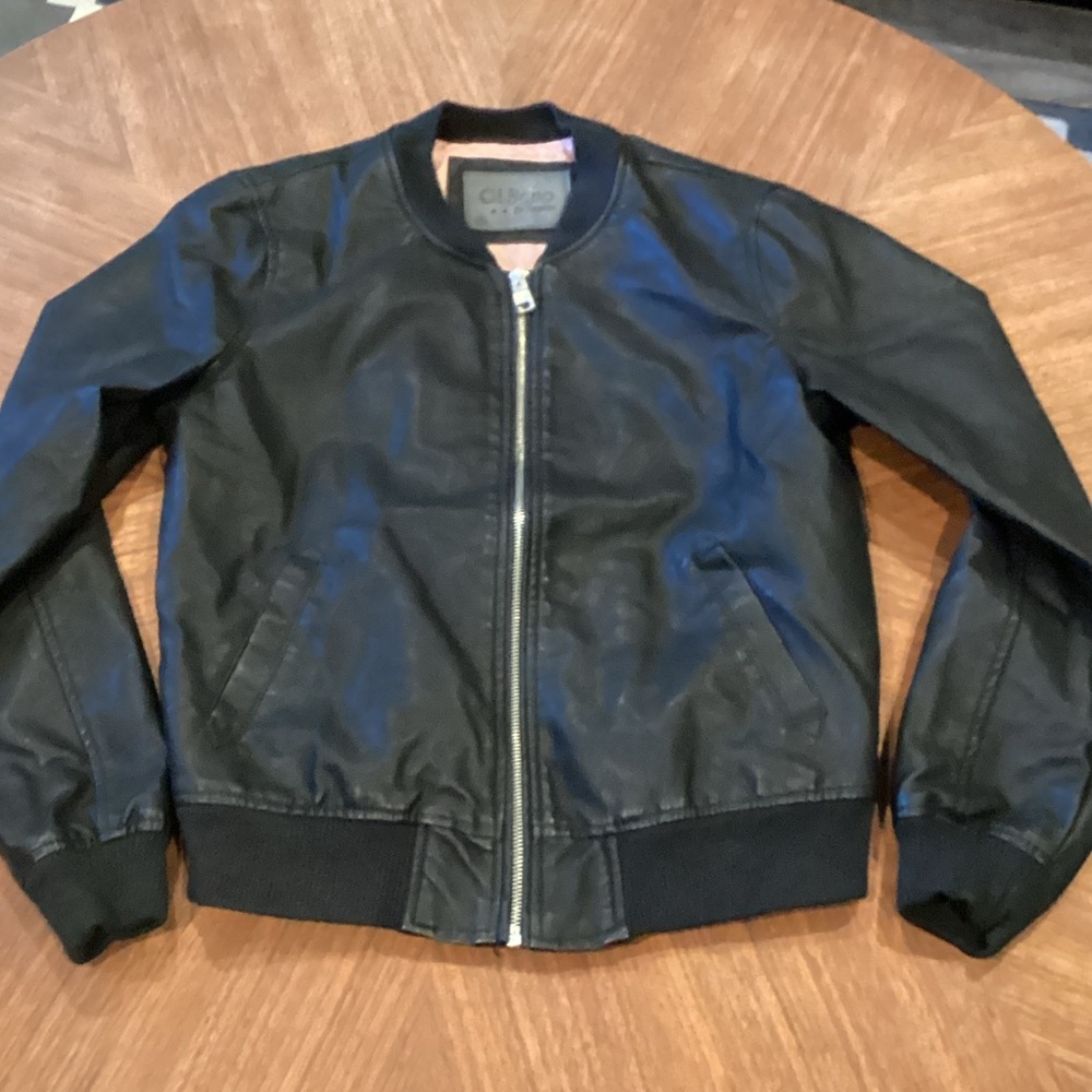 Ci Sono Black Vegan Leather Bomber Jacket